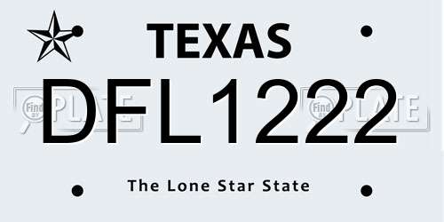 DFL1222 Texas License Plate
