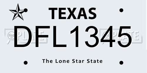 DFL1345 Texas License Plate