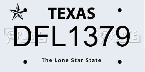 DFL1379 Texas License Plate