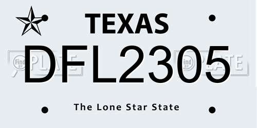 DFL2305 Texas License Plate
