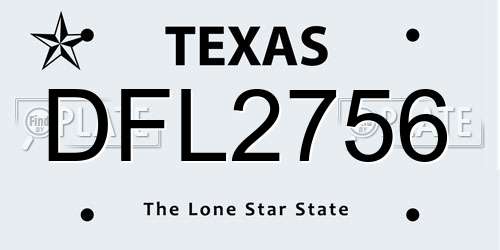 DFL2756 Texas License Plate