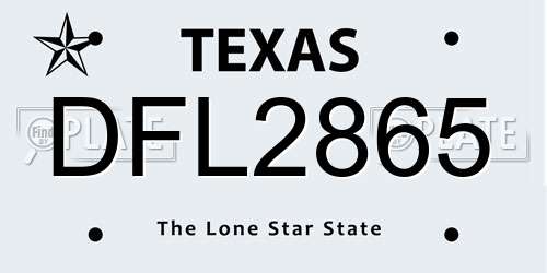 DFL2865 Texas License Plate