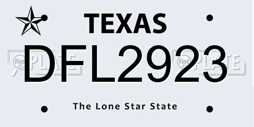 DFL2923 Texas License Plate