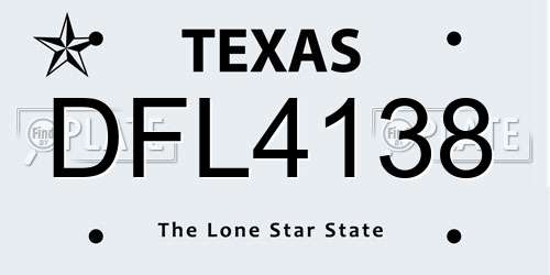 DFL4138 Texas License Plate