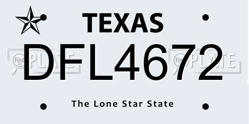 DFL4672 Texas License Plate