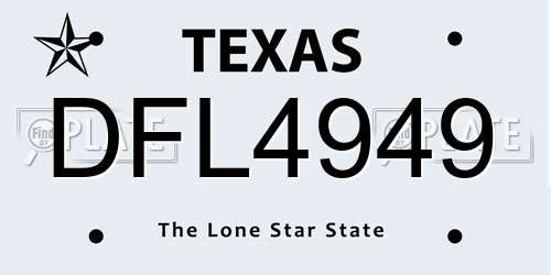 DFL4949 Texas License Plate