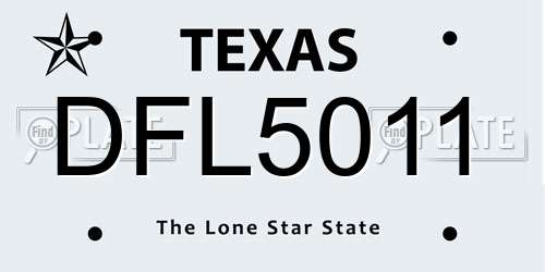 DFL5011 Texas License Plate