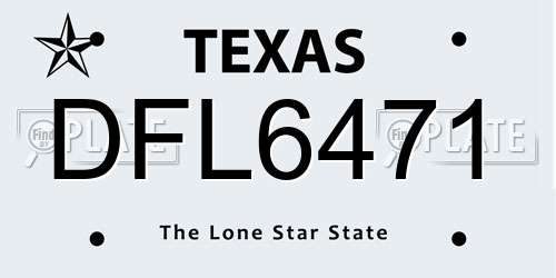 DFL6471 Texas License Plate