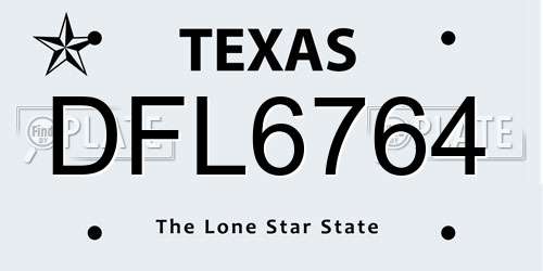DFL6764 Texas License Plate