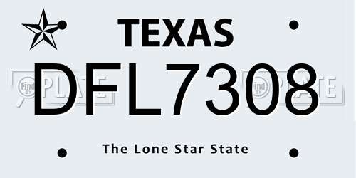DFL7308 Texas License Plate