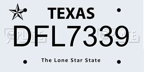 DFL7339 Texas License Plate
