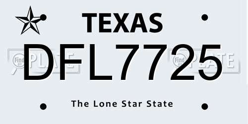 DFL7725 Texas License Plate