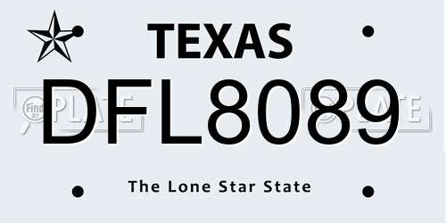 DFL8089 Texas License Plate