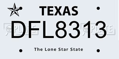 DFL8313 Texas License Plate
