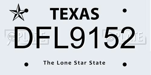 DFL9152 Texas License Plate
