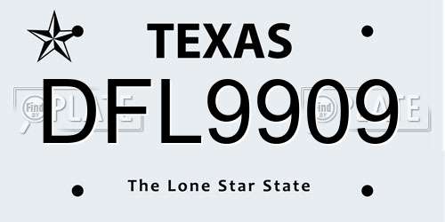 DFL9909 Texas License Plate