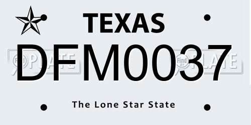 DFM0037 Texas License Plate
