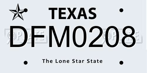 DFM0208 Texas License Plate