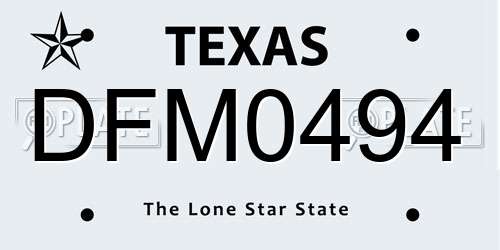 DFM0494 Texas License Plate