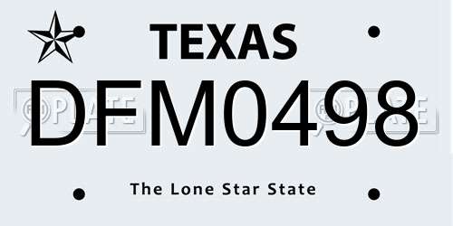 DFM0498 Texas License Plate
