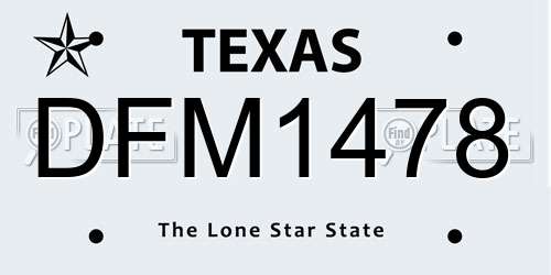 DFM1478 Texas License Plate