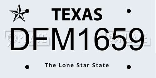 DFM1659 Texas License Plate