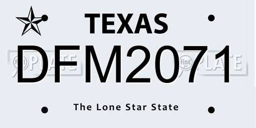 DFM2071 Texas License Plate
