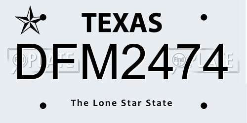 DFM2474 Texas License Plate