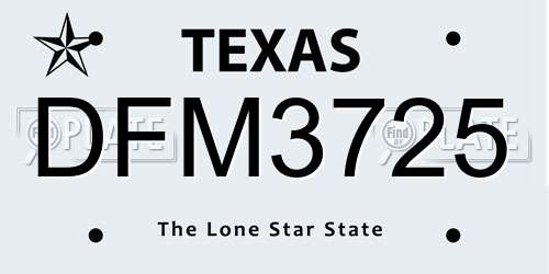 DFM3725 Texas License Plate