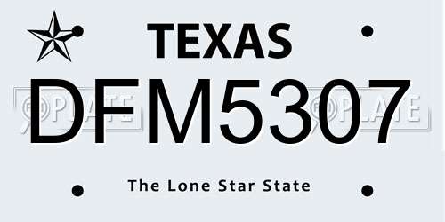 DFM5307 Texas License Plate