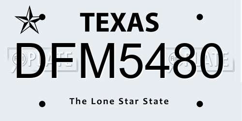 DFM5480 Texas License Plate