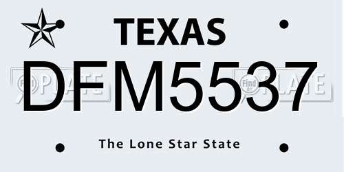 DFM5537 Texas License Plate