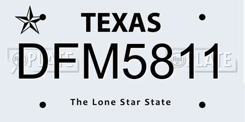 DFM5811 Texas License Plate