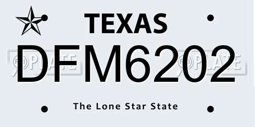 DFM6202 Texas License Plate