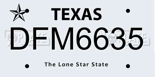 DFM6635 Texas License Plate