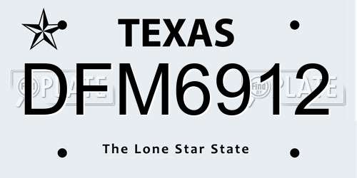 DFM6912 Texas License Plate
