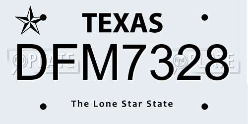 DFM7328 Texas License Plate