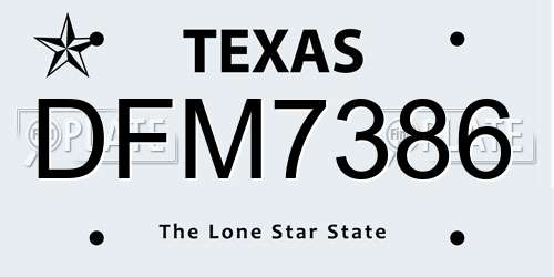 DFM7386 Texas License Plate