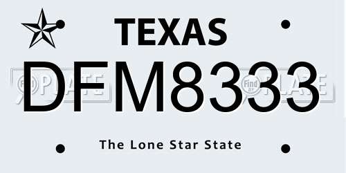 DFM8333 Texas License Plate