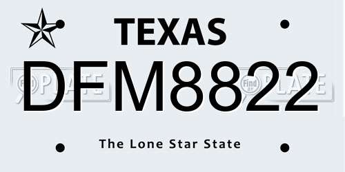 DFM8822 Texas License Plate
