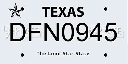 DFN0945 Texas License Plate