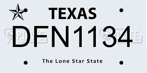 DFN1134 Texas License Plate