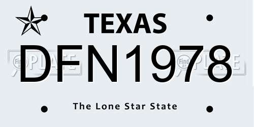 DFN1978 Texas License Plate