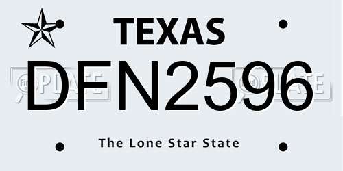 DFN2596 Texas License Plate