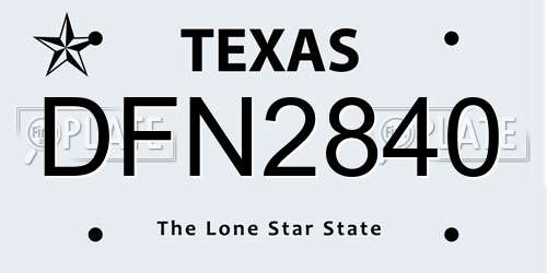 DFN2840 Texas License Plate