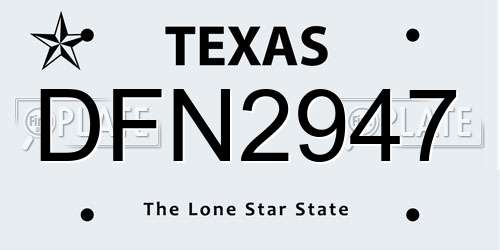 DFN2947 Texas License Plate