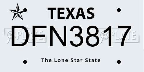 DFN3817 Texas License Plate