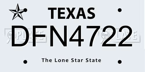 DFN4722 Texas License Plate