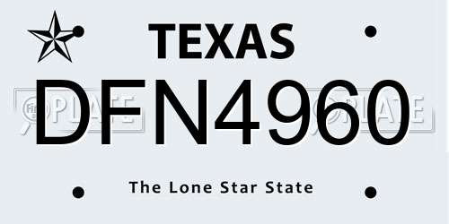 DFN4960 Texas License Plate