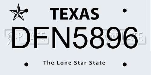 DFN5896 Texas License Plate